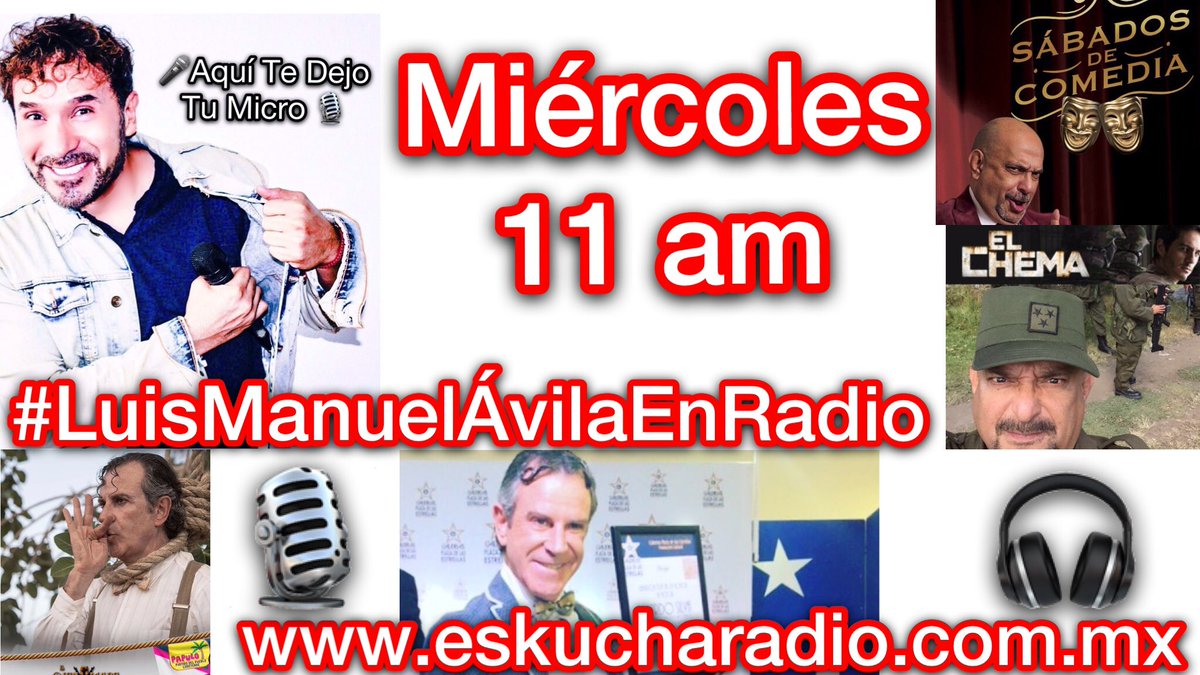 AvilaLuisManuel's tweet photo. Óyenos en https://t.co/u3ChxrHIUv ⬅️Hoy #miércoles #11am visitan la cabina de #ATDTM @pedroromoactor y @tioriki57 🎙#LuisManuelÁvilaEnRadio 🎧 https://t.co/Nr0e6WYahM
