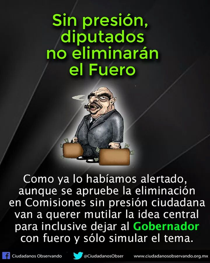 Nos vemos este viernes a las diez de la mañana en el <a href="/CongresoEdoSLP/">Congreso SLP</a> para evitar que diputados reculen en la eliminación del fuero.