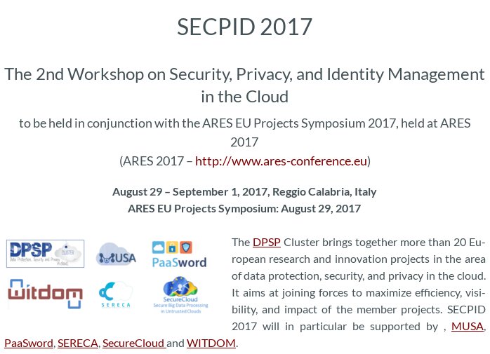 CredentialH2020's tweet photo. Already registered for #ARES2017 and booked your travel? 
See you in #ReggioCalabria at this year's #SECPID! https://t.co/xOYr3Qpm0M