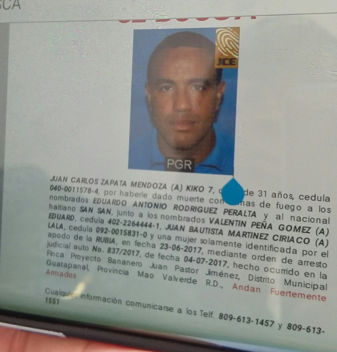 Juan Carlos Zapata Mendoza alias Kiko 7 es quien está acusado de matar a Eddy Peña.