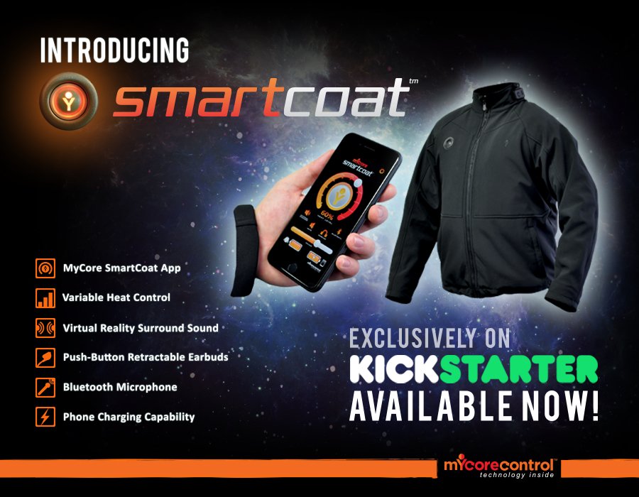 MyCoreControl's tweet photo. We are officially #live on #kickstarter! #Preorder your #Smartcoat and receive it by December! #Innovation #Backers #Crowdfunding #Wearables https://t.co/siFfxAySAM