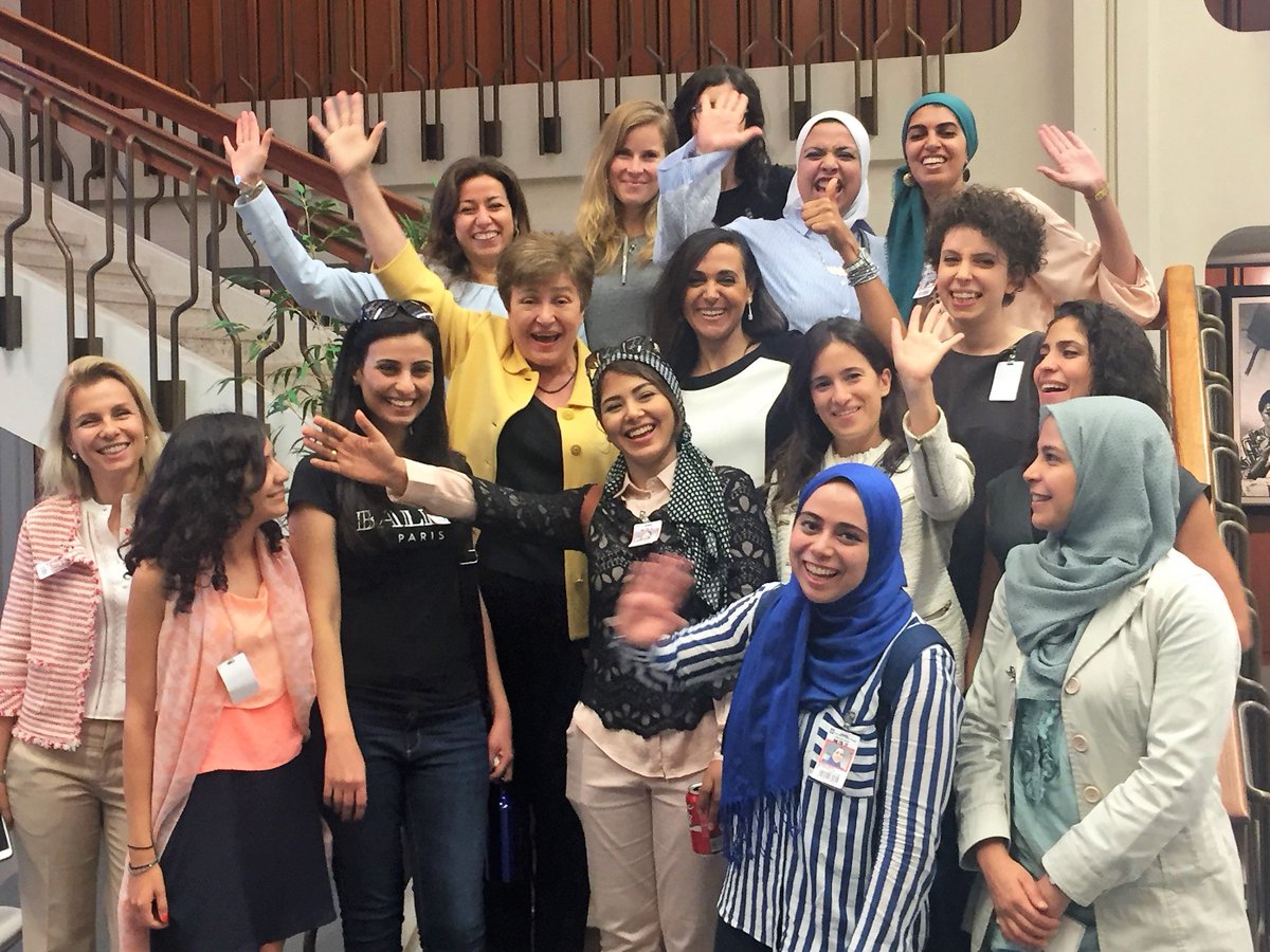 KGeorgieva's tweet photo. I was energized to meet these young women entrepreneurs from the #MENA region. My advice to them, believe in yourself and help other women. https://t.co/rX8DdPyM30