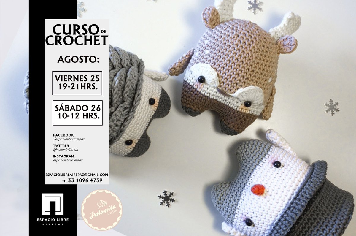 espaciolibreAP's tweet photo. #Inscríbete #EspacioLibre #Crochet #Amigurumis #ENGDL Info en la imagen. $1,200. Aparta con $400. El mejor curso de tejido <3 https://t.co/BDaQycpcIw