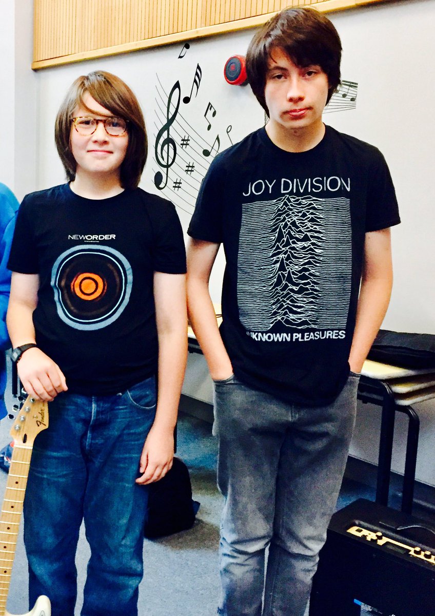 lorybeat's tweet photo. My children in #Rockshool #Cambridge today. #Manchester mode on! #JoyDivision #NewOrder t-shirts. https://t.co/Gpf5urUn43