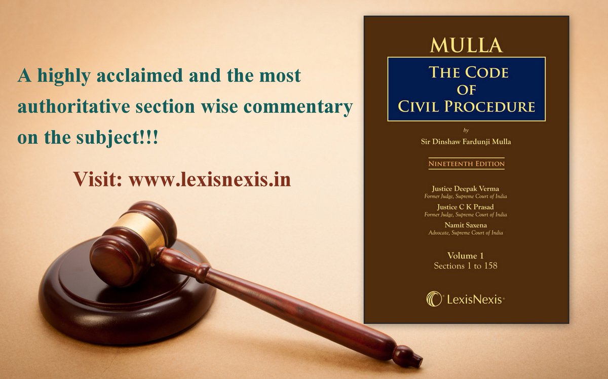 LexisNexisIndia's tweet image. Explore the legal classic #Mulla’s The #CodeofCivilProcedure @ lexisnexis.in/mullas-the-cod…
#LexisNexisIndia #LexisNexis #LNBooks #CivilProcedure