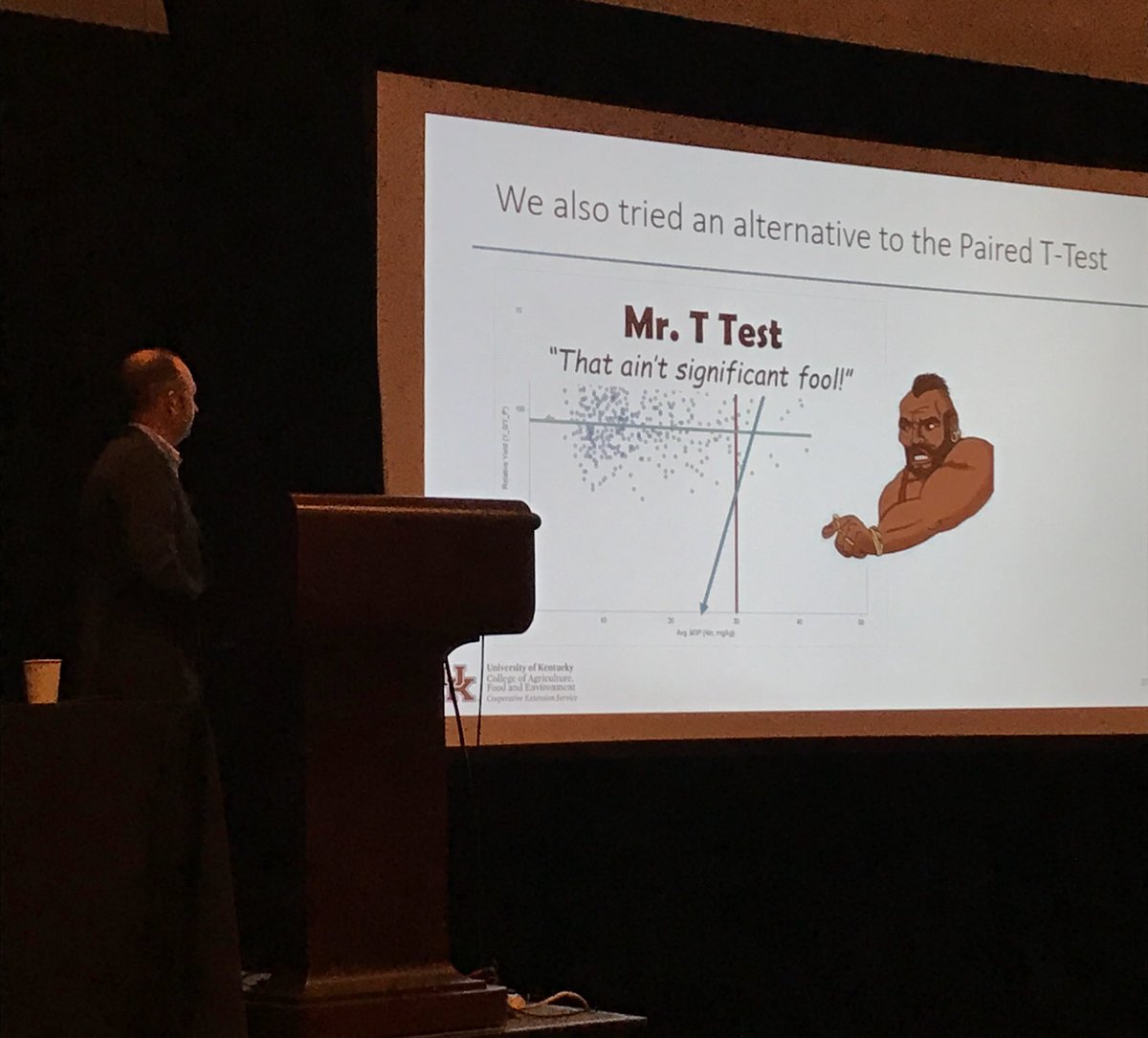jsbreker's tweet photo. Winner of best statistics joke: @NPK_Professor. #MrTtest #InfoAg17 https://t.co/qY9k6ctHCz