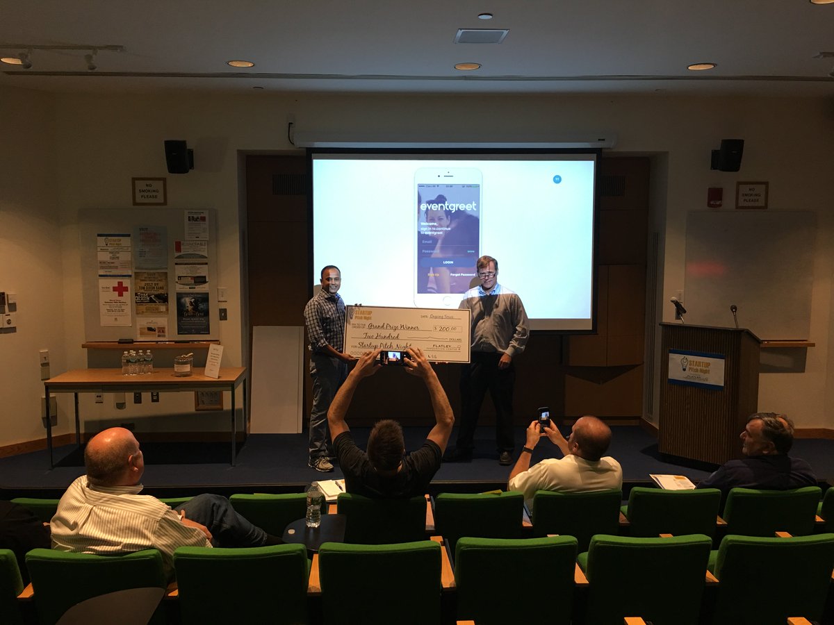 FlatleyInnovCtr's tweet photo. #TBT to Tuesday and our #StartupPitchNight. Congrats to our winners: 1st: @beepetc 2nd: @expeseit 3rd: #Eventgreet https://t.co/MTqfo0DO2t