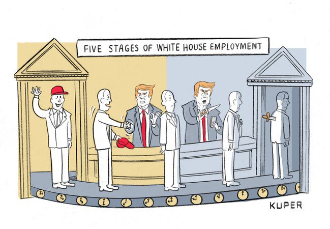 Welcome to stage 1, Mr. Scaramucci... The five stages of White House employment #OneWayLoyaltyPledge #KnifeInTheBack #EtTuBrute? #RESIST