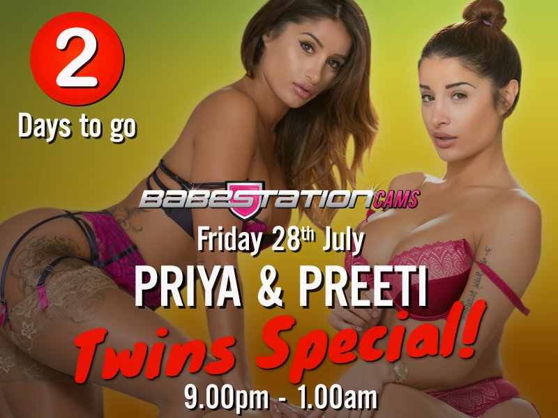 2⃣ Days to go!

...for the Twin Special Cam Show!

Friday Night at 9PM

@Priya_Y &amp; @preeti_young 

On https://t.co/QL3uLDpJ7A

👿🔞💦 https://t.co/38qG0S4x5r