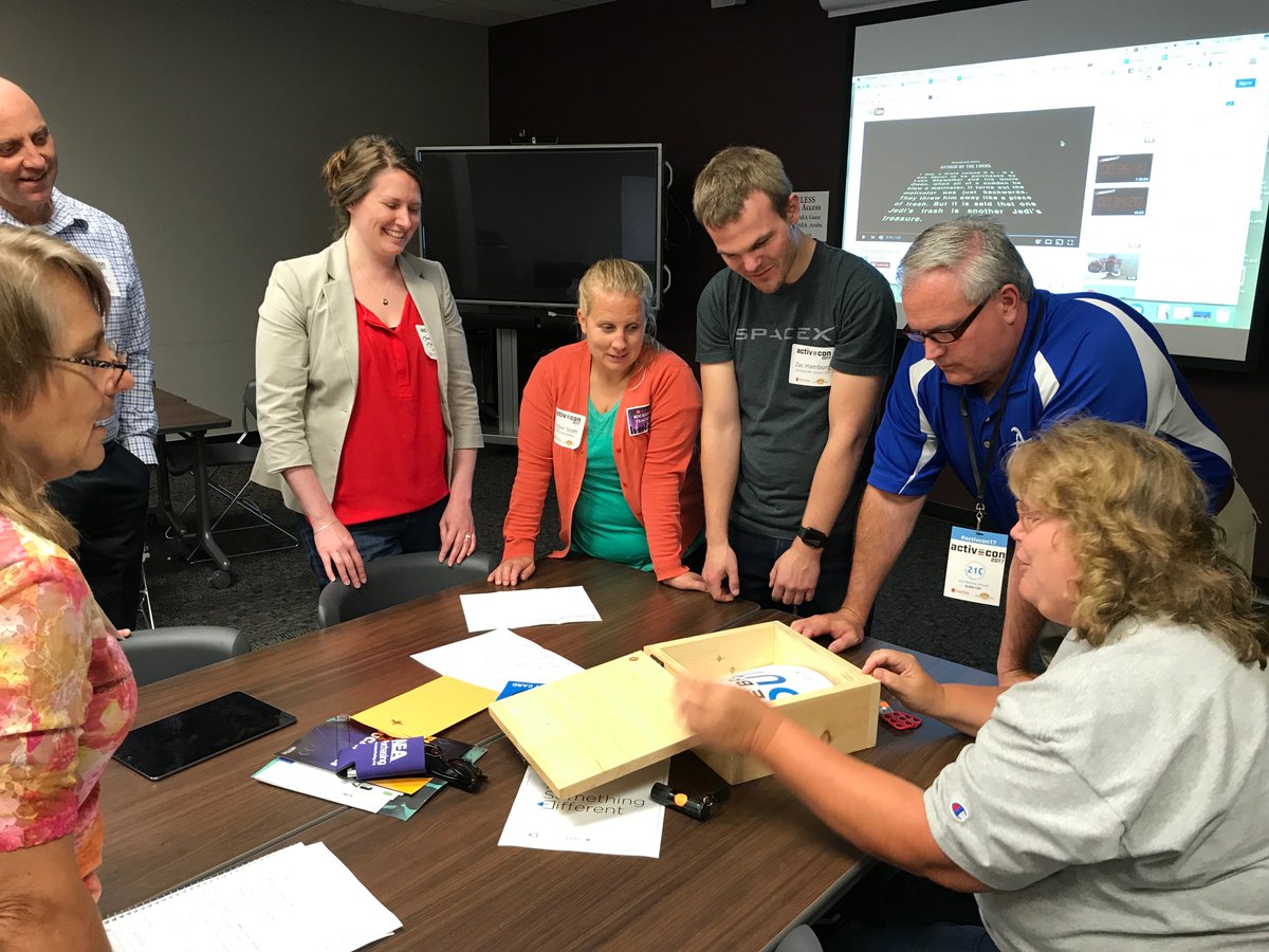 sallipence73's tweet photo. Great job everyone who participated in the Breakout EDU @GPAEA. 4Cs in action-Collaborate, Communicate, Crit Thnkg & Creativity #ActivCon17 https://t.co/yY6DxpNTet
