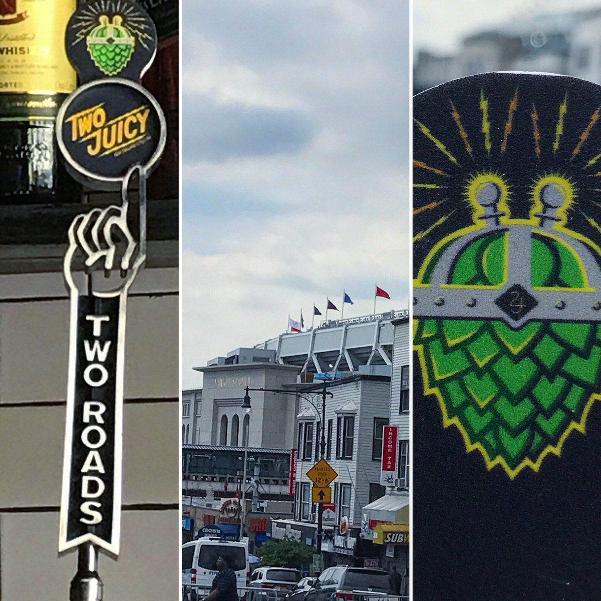 2RoadsEmilyC's tweet photo. At the @yankees game today? Celebrate their win with @tworoadsbrewing #twojuicy at #BronxDraftHouse by the stadium. #seeya #bronx #nyc #TRLT https://t.co/TK3kSyishA