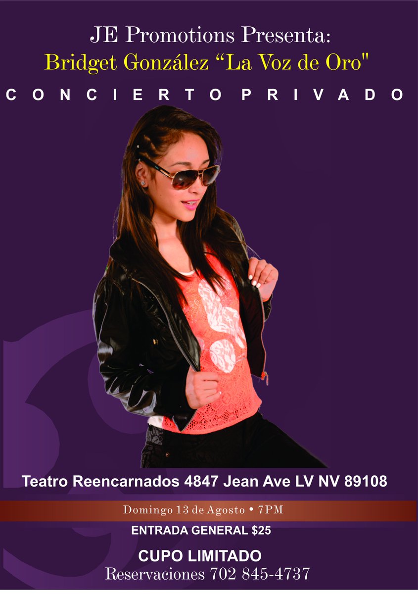 teambridlovers's tweet photo. Nuestra hermanita @holasoybridget en concierto💕
Regresa a Las Vegas para dar un concierto totalmente exlusivo, la informacion en la foto😊 https://t.co/4UL4ECN3O2