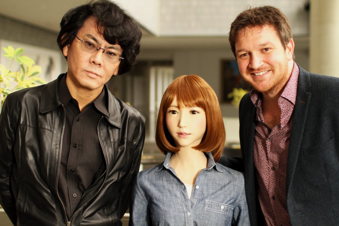 Manish_05Singh's tweet image. Prof. Hiroshi Ishiguro, with his creation the most female robot “ERICA” and presenter @Ben_garrod 
 #RobotsBBC