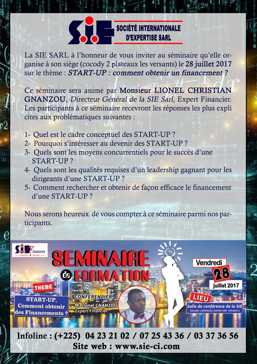 sie_sarl's tweet photo. @FofanaAdams6 Merci de confirmer votre présence en vous inscrivant sur notre plateforme en ligne, nous vous enverrons une carte d'invitation https://t.co/tMbKt5AS9X