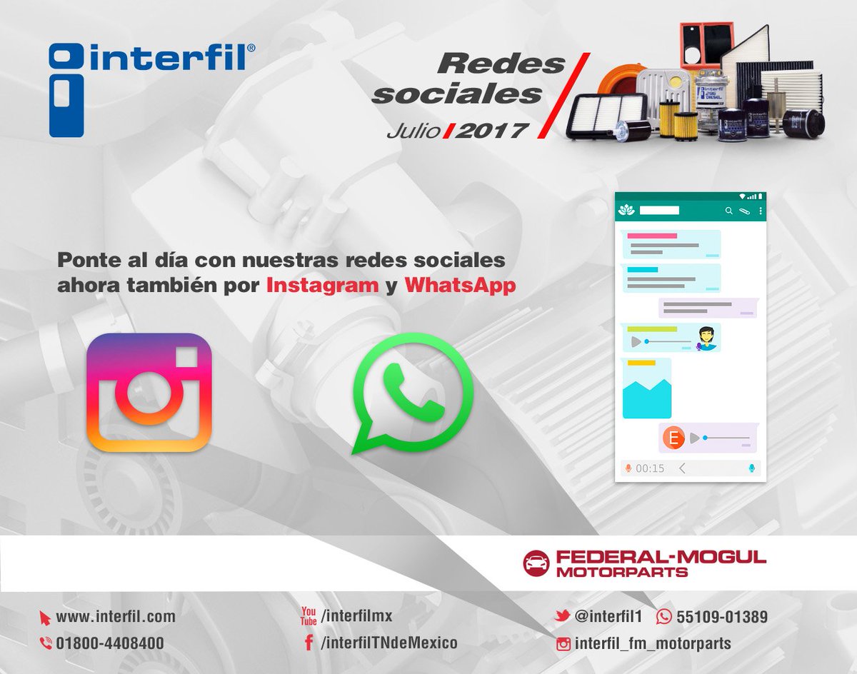 InterfilMexico's tweet photo. Ahora disponibles en #WhatsApp, #Contáctanos #Interfil #FederalMogulMotorparts #Tultitlan https://t.co/K4OSay7uBH