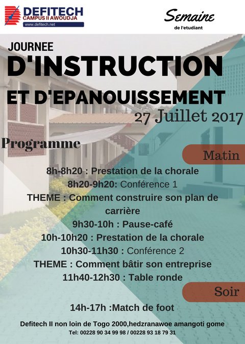 mfinspiresme's tweet photo. Semaine de l'étudiant en cours à Defitech; demain conférence de l'#IFT et #Minodoo @minodoo228 @AKEAmazan @ameklou https://t.co/RPYmfunEQC