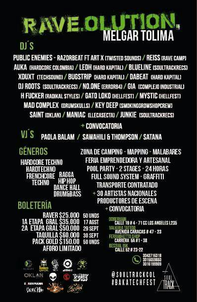 SoultrackCol's tweet photo. Vean este Line Up tan deliciosooooo 👽👽😍 #rave #Bakatech https://t.co/tpOw2IAPj6
