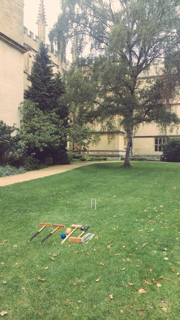 ECSPOxford's tweet photo. Rain stops play! Quick break from croquet as the English weather hits #oxford #croquet #englishweather https://t.co/z06BWjgFOU