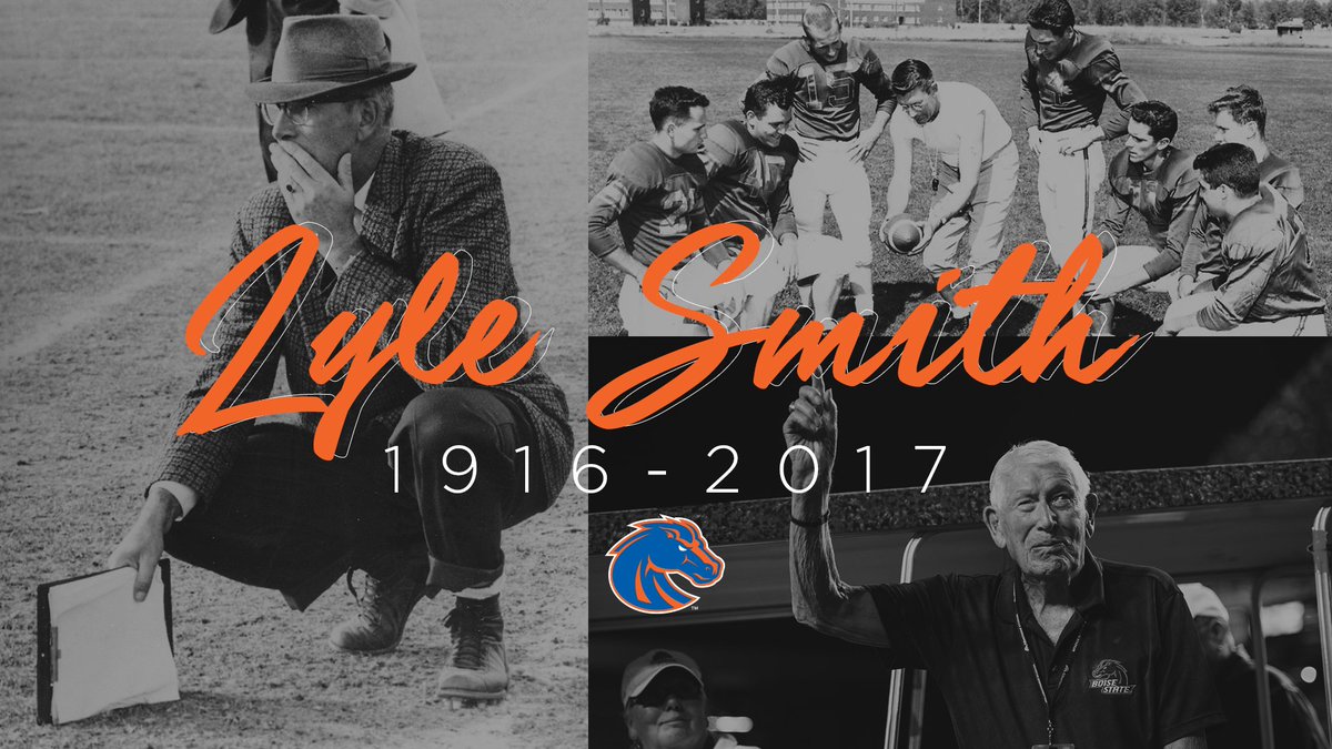 BroncoSports's tweet photo. Boise State lost a legend overnight with the passing of Lyle Smith. Coach Smith was 101. He will be missed, but his legacy will live on. https://t.co/6q4rO0bng2