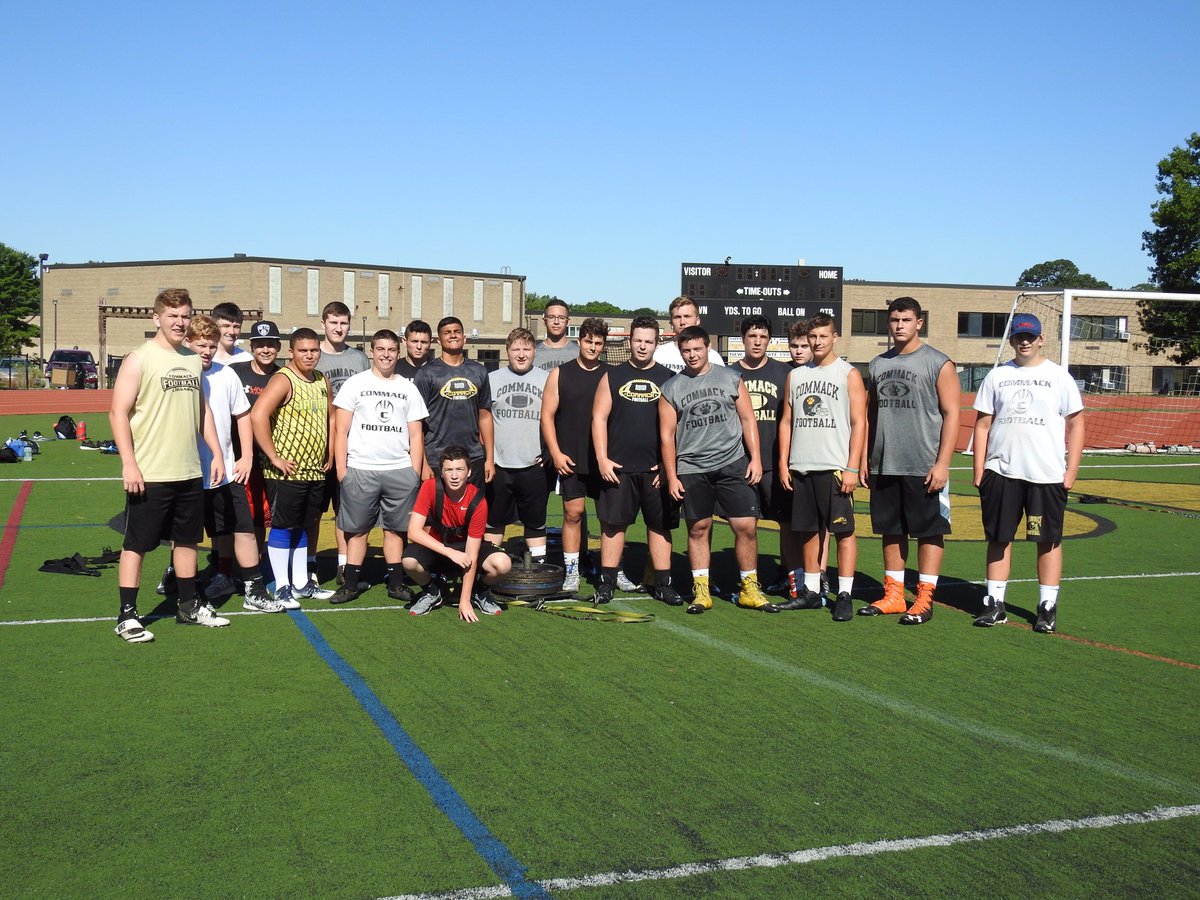 CommackSchools's tweet photo. Football season is almost here! #oneadays These guys are working hard - that weight he's dragging is over 200lbs. #macksummer #cougarpower https://t.co/wbdXBxkSFW