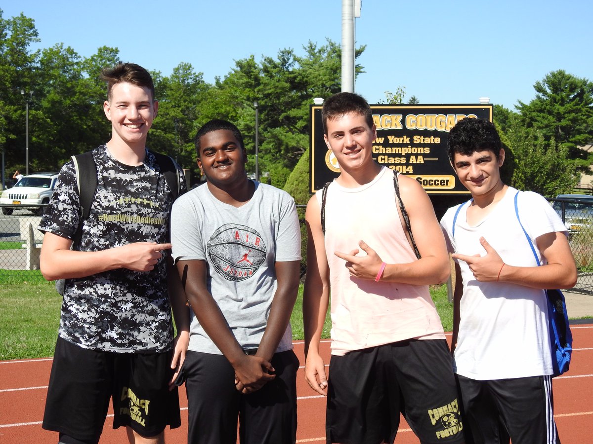 CommackSchools's tweet photo. Football season is almost here! #oneadays These guys are working hard - that weight he's dragging is over 200lbs. #macksummer #cougarpower https://t.co/wbdXBxkSFW