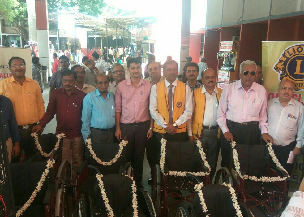 Lions Club Kumara park Trust has donated 8 wheelchairs to KSR Bengaluru City Railway Station for the benefit of Rail Users.