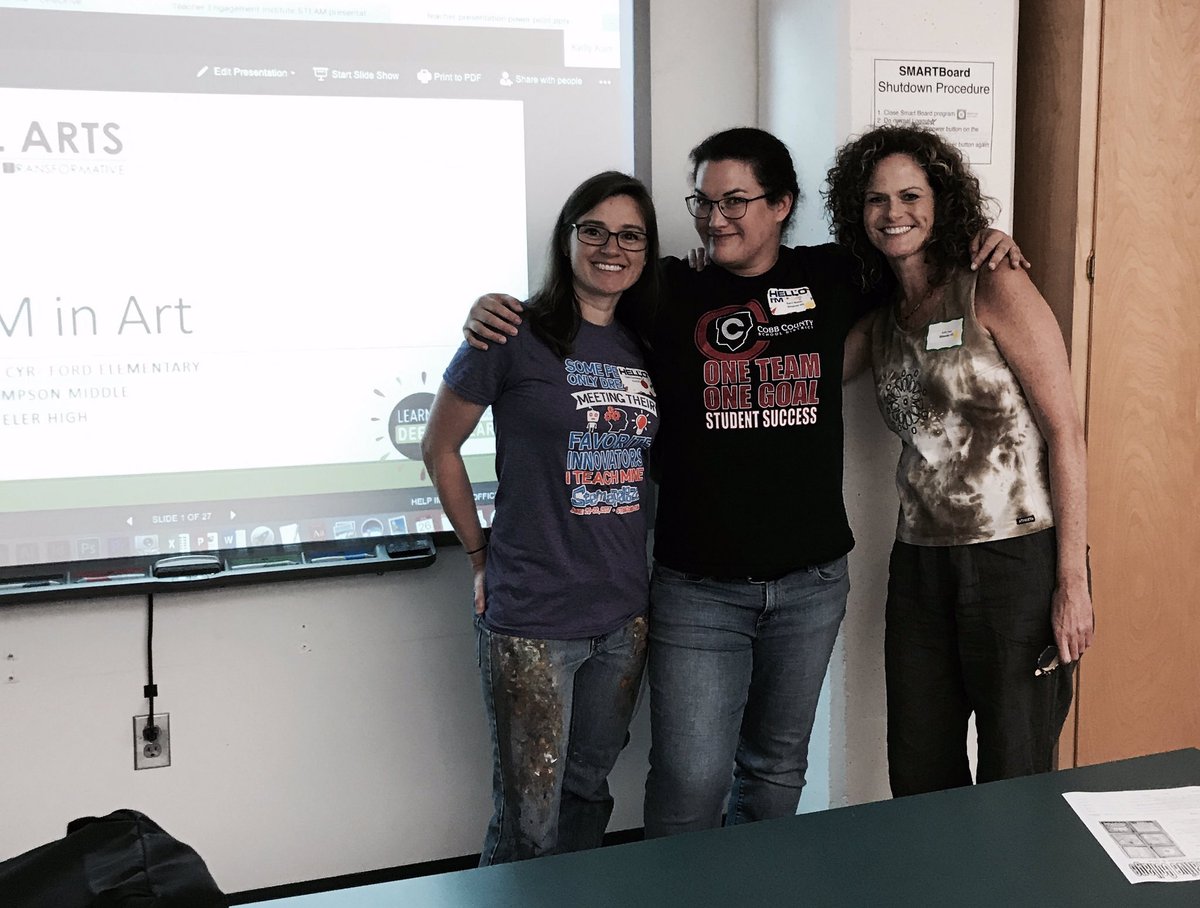 ArtClassStudio's tweet photo. Loved hanging out + presenting with these 2 incredible STEAM gurus today! @WallerArt @KellyKarr2 #cobbartrocks #CobbSTEAM https://t.co/V5popgeuIU
