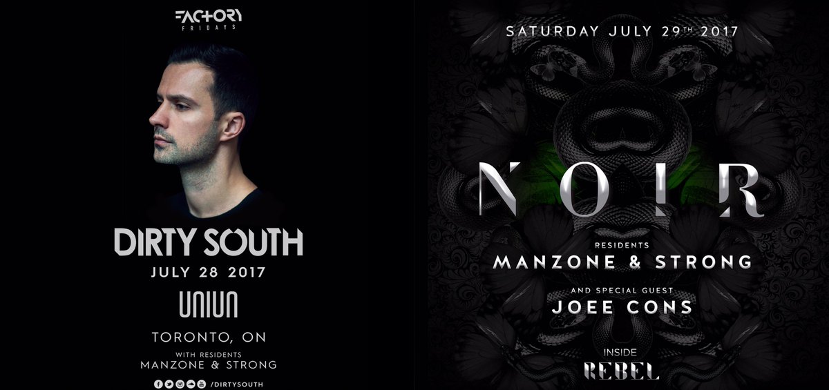 JoeManzone's tweet photo. 🔥Toronto Weekend Events 🔥
Friday - @uniunnightclub w/@DirtySouth
Saturday - @noirinsiderebel @JoeeCons #manzoneandstrong https://t.co/sGm8eCb7Jv