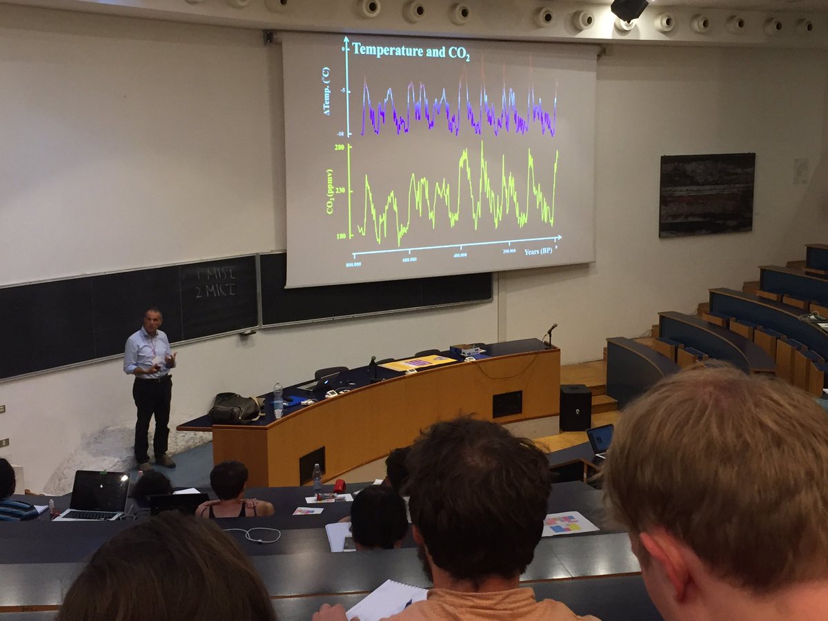 CarolineLear's tweet photo. Carlo Barbante describes the huge contribution ice cores have made to #climate science at #USSP2017 Urbino Summer School https://t.co/9PGEH4IuMk