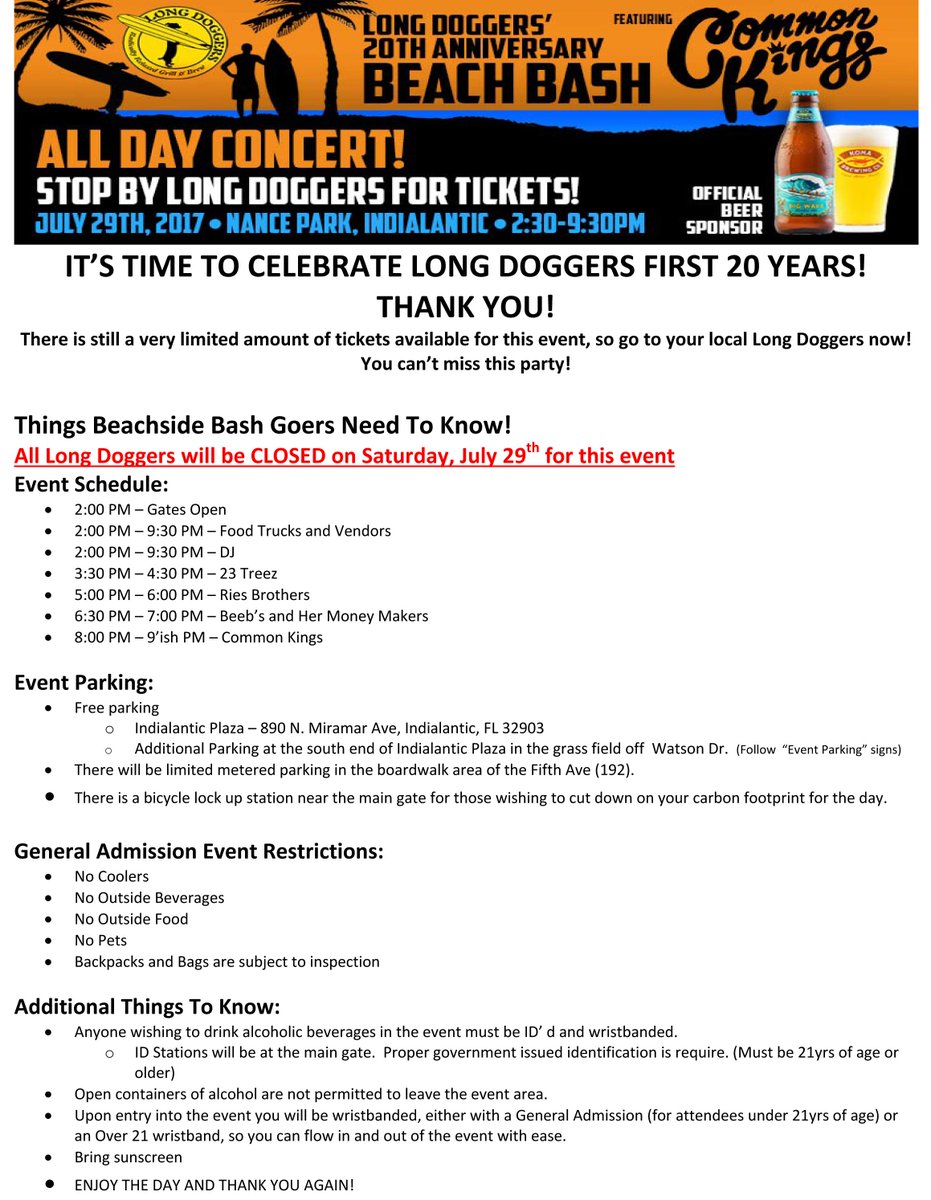 Long_Doggers's tweet photo. Very Important Info for our upcoming Beachside Bash!   Please READ THIS!   
#parking #whattoexpect #didwesayparking #scheduleofevents https://t.co/Hs3uMqWXVd