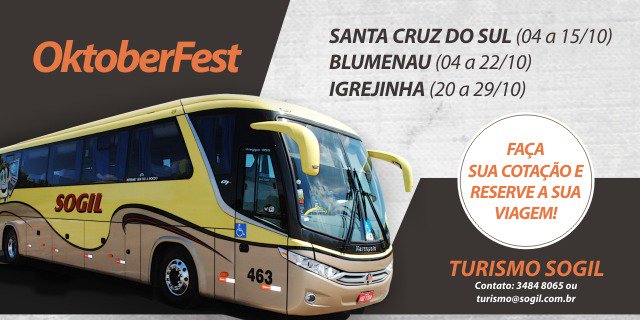 SOGIL_Oficial's tweet photo. A #SOGIL está locando ônibus para destinos turísticos. 🚌💨#TurismoSOGIL #OktoberFest https://t.co/4xJqwUVkXO