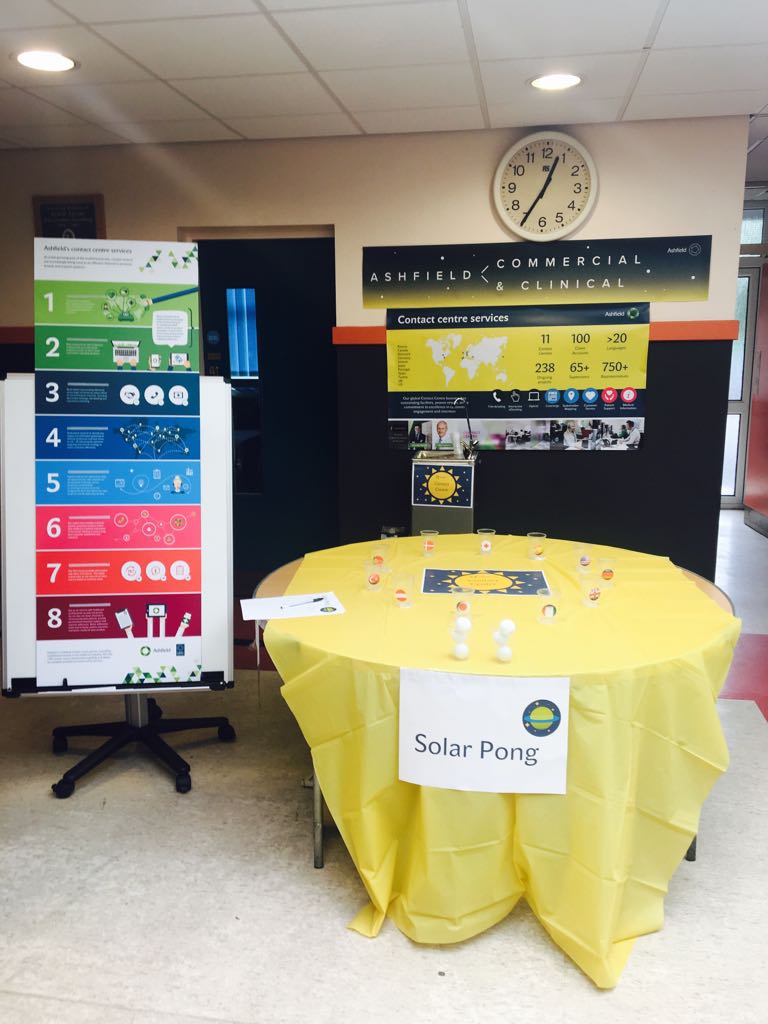 Jane2N's tweet photo. All set up for solor pong at the best practice fete #ashfieldstars There is a msg about our contact centre in here! https://t.co/5m00rJh8k6