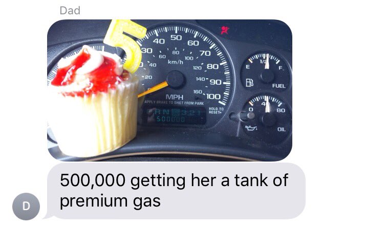 GunterBarton13's tweet photo. Dad hit 500,000 miles and decided to celebrate https://t.co/8ssBMueRQ2