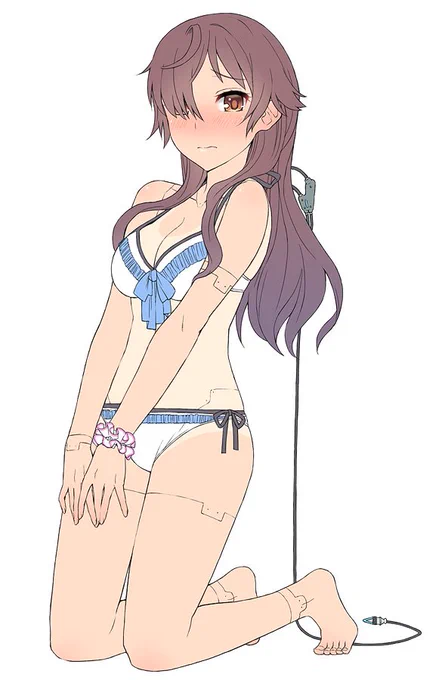水着イラストは普段あんまり描いてないのでらくがき。アンドロイド娘。 