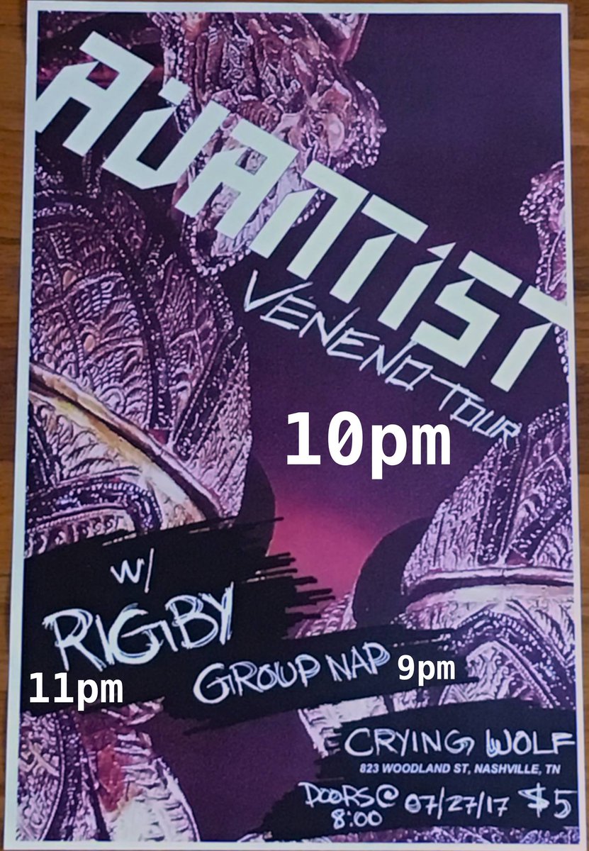NativeNashville's tweet photo. Catch #GroupNap tonight at The Crying Wolf with #Rigby and @avantistmusic
$5, 8 pm
https://t.co/tDRscdg0Sc https://t.co/6FJ1TfvVs8