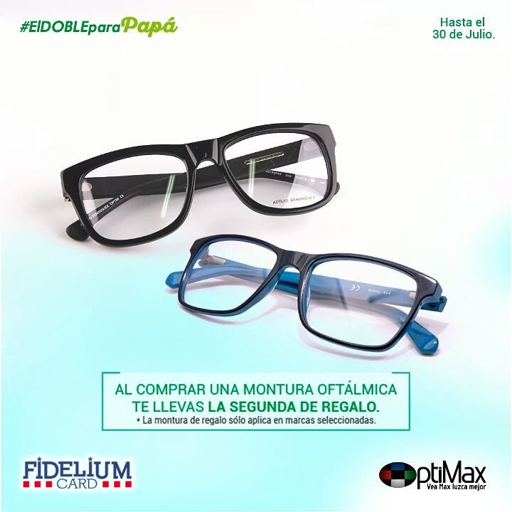 fideliumcard's tweet photo. La montura de papá los encuentras en @OptimaxDR ¡y te llevas la segunda de regalo!
#RedFidelium https://t.co/pjq8VXW7Bq