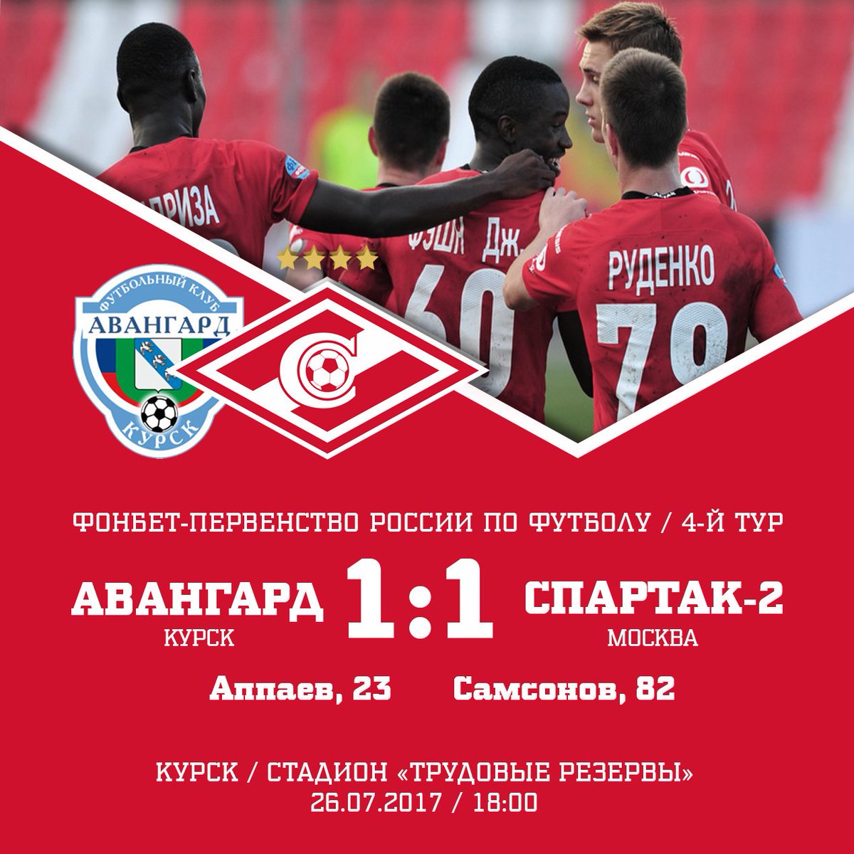 SpartakMoscowEN's tweet photo. Late equaliser saved a loss for Spartak-2 as Sylvanus Nimely came to the rescue on Match Day 4 OF the FNL https://t.co/JoT7g3Nsvq