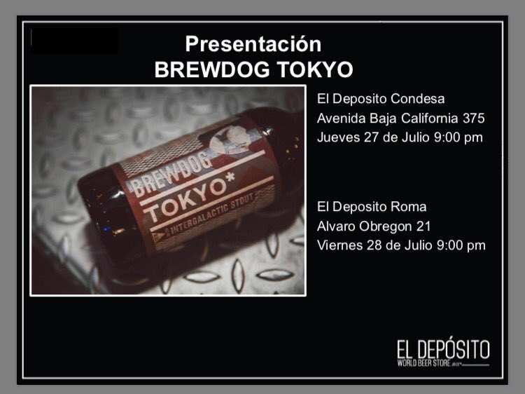 Una de las mejores cervezas de Escocia. Brewdog tokyo lanzmiento en <a href="/elDeposito/">El Depósito</a> <a href="/elDepositoDF/">El Deposito DF</a> <a href="/BrewdogMX/">Brewdog Mexico</a>