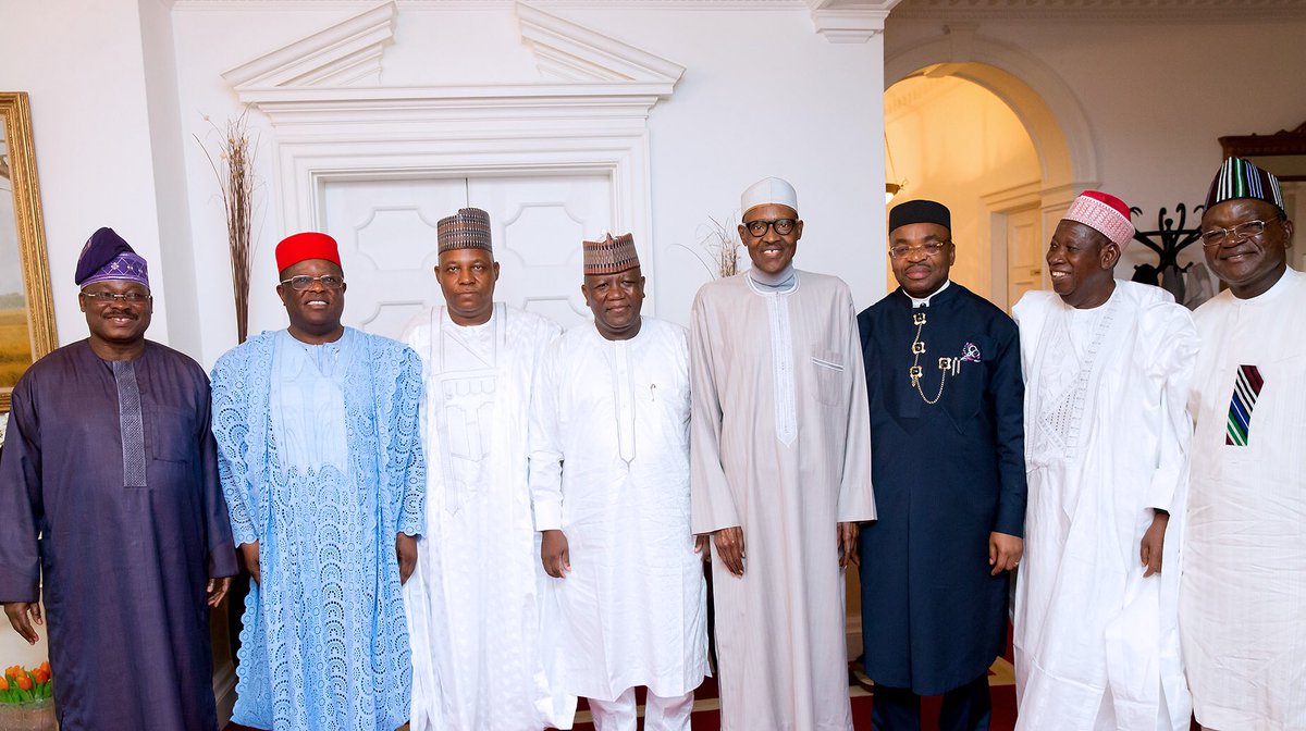 BashirAhmaad's tweet image. President @MBuhari receives a delegation of Nigerian Governor's Forum led by its chairman, Gov. Abdulaziz Yari today in Abuja House, London.