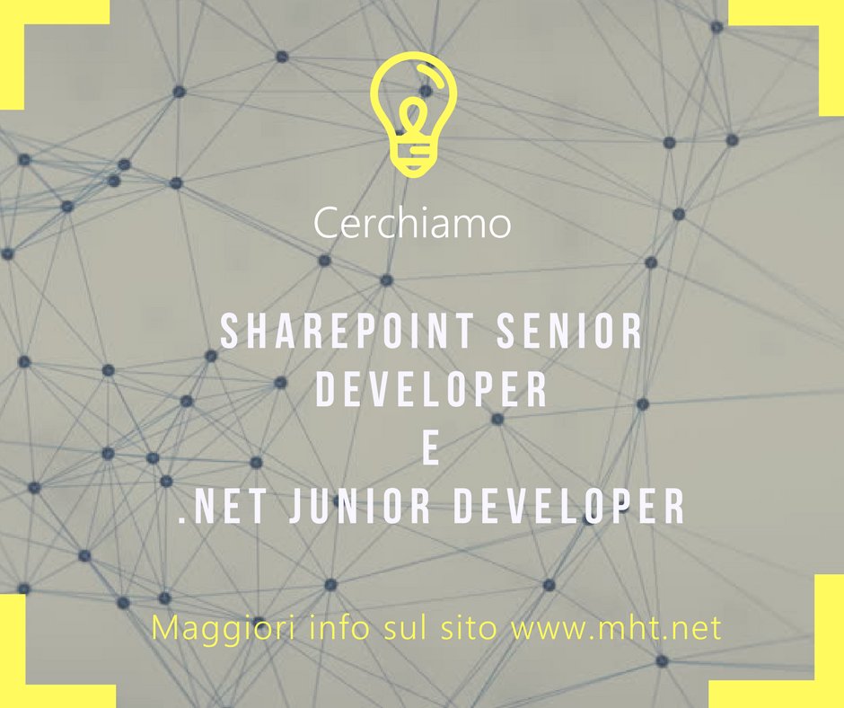 Eng_365's tweet photo. #MHTSrl offre #digital #job #jofair #SharePoint #developer e much more! Scopri di più
https://t.co/xMk28ncvdL https://t.co/BVgtd4ZBKM