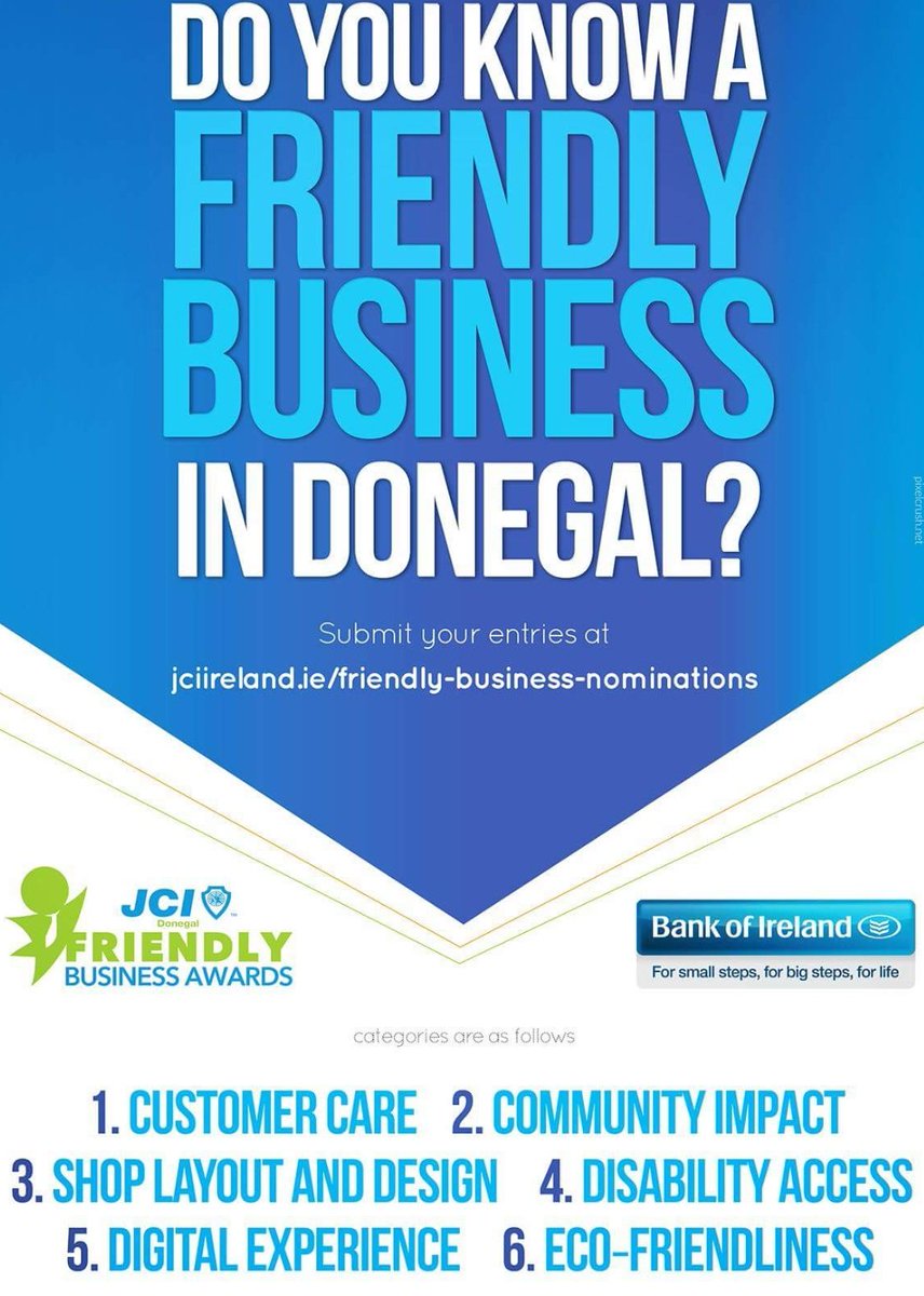 CharlenePatton8's tweet photo. JCI Business Awards. Do you know a business that deserves a vote?? Submit your entry. 
#FBA17 #letsconnect #donegal #jcidonegal https://t.co/Iso2pqTCh2