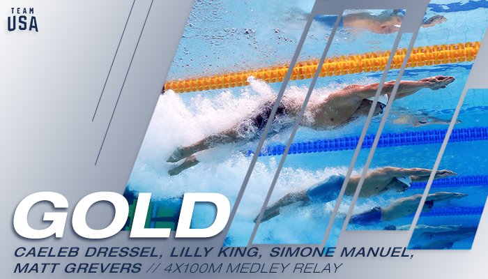 TeamUSA's tweet photo. Together they can, together they did!
Congrats to #TeamUSA for crushing the mixed 4x100m medley relay and winning the 🥇! #FINAWorlds2017 https://t.co/H7L1VBU9s8