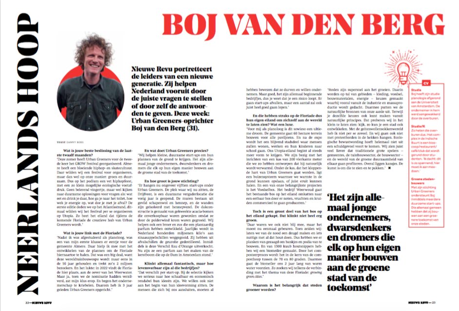 .@nieuwerevu portretteert iedere week Neerlands Hoop en deze week is dat onze <a href="/bojvandenberg/">Boj van den Berg</a>! Lees het artikel hier: tinyurl.com/y8k2fmk8