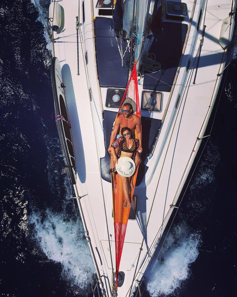 OTBTSkipper's tweet photo. Hanging out on the foredeck with some very special guests this week @LauraCarmine &amp; @RobertoRomano_  sailing with @OTBTSkipper @Cyclades_GR https://t.co/pSB4c66g2J