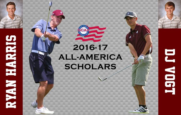 BUKnights's tweet photo. Congrats to Ryan Harris and DJ Vogt of @BUMensGolf1 on their selection as All-America Scholars!
Website story: https://t.co/U30tLkseSy https://t.co/JYhT4CYn7z