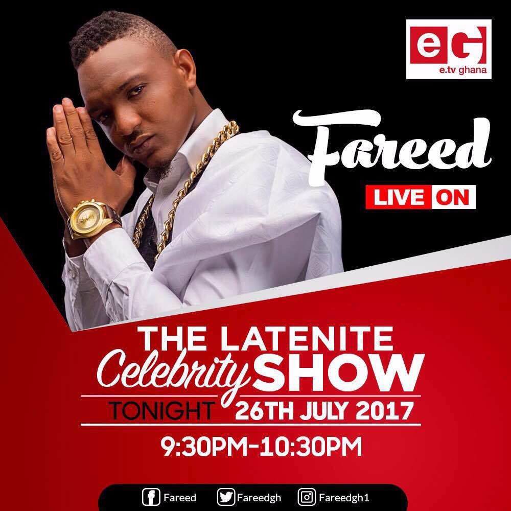 TeamFaReed's tweet photo. @FaReedGh Hiphop alhaji will be live on #LateNiteCelebrityShow with @eddyblayjr on @etvghana frm 9:30-10:30pm don't miss out! #BambaRecords https://t.co/FYqOh0yd2D