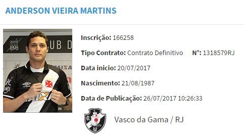 CRVGGDC's tweet photo. Anderson Martins registrado no BID ✔️
Atleta já está liberado para estrear com a camisa do Vasco. #trvas https://t.co/ZfcUqcoVNU
