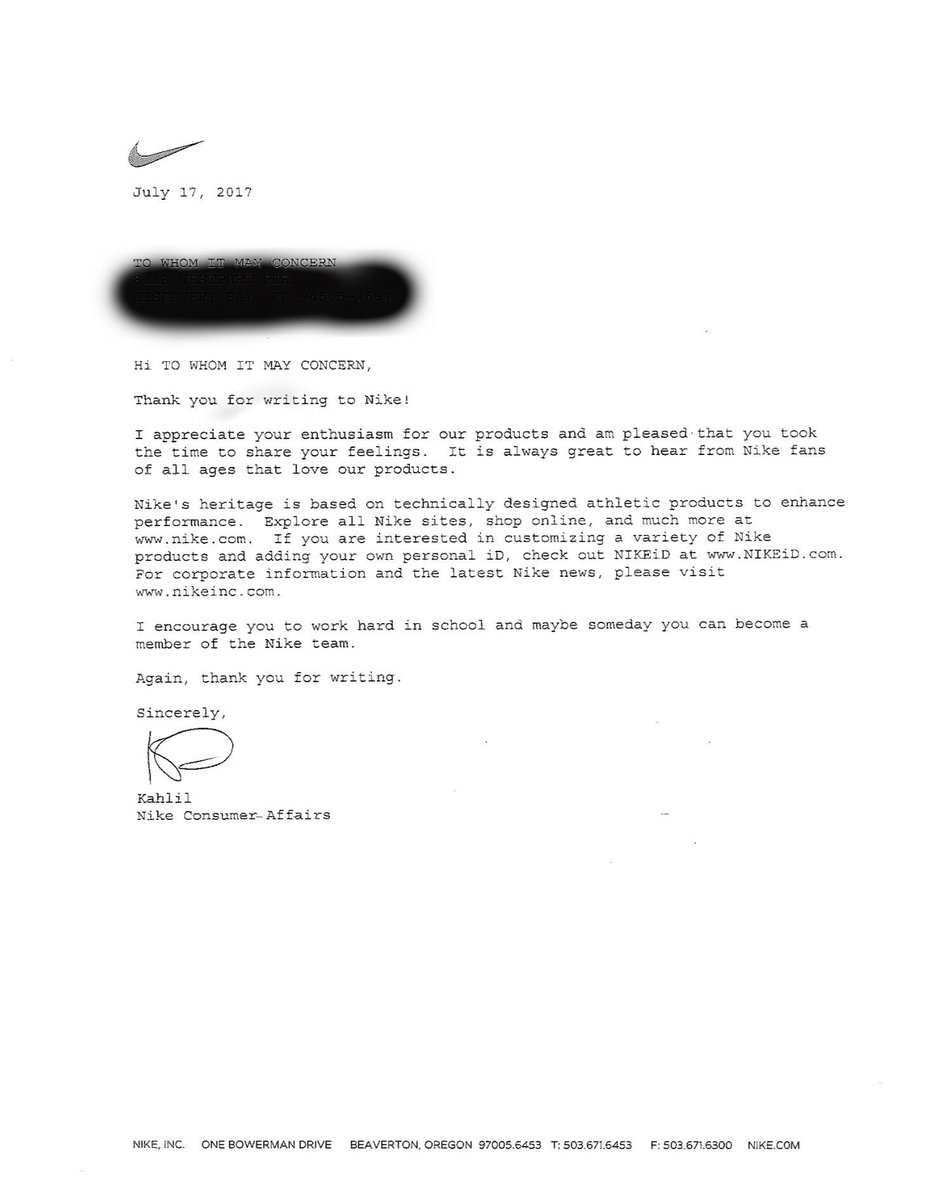 911DISP911's tweet photo. @Nike smh-wrote a letter about my dissatisfaction w/my son's shoes fading. This is what I got back. Really? https://t.co/6hWrABfToj