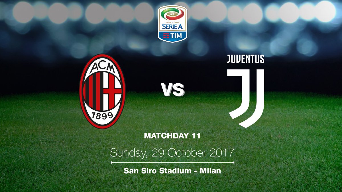 acmilan's tweet photo. October ends with a footballing classic: it's #MilanJuve!
Il 29 ottobre la grande sfida con la @juventusfc 
#SerieATIM 2017/18 https://t.co/NqmnP7Y7Ib