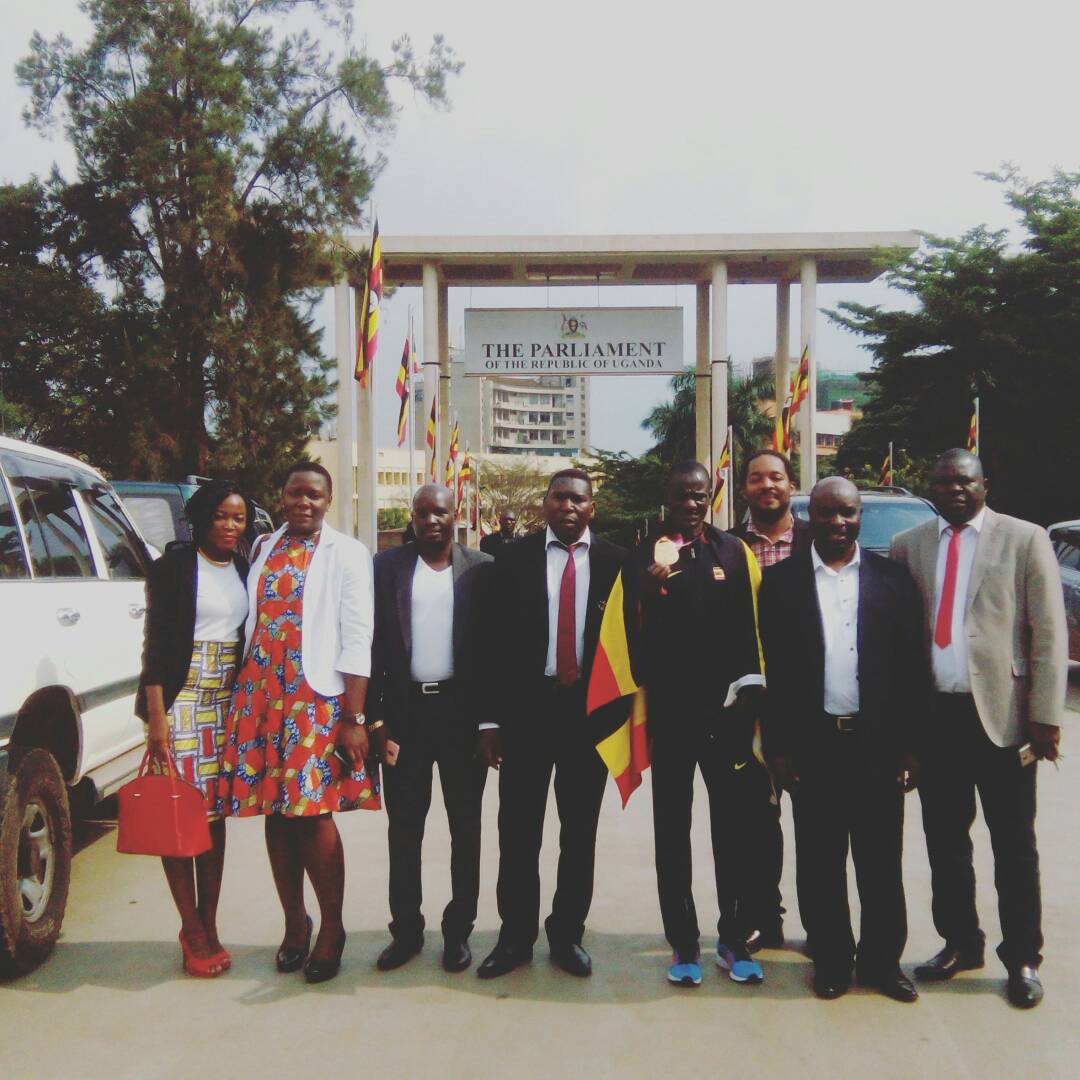 UGParalympics's tweet photo. Today @UGParliment #Goldenchamp was welcomed and honored for his hard work.@PatrickSynole @NCSUganda1 @NagujjaJoan @Rennieconcepts https://t.co/vvxx45PUfg